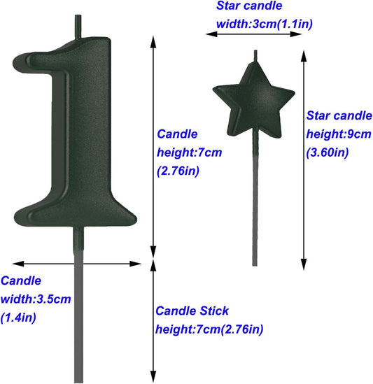 2.75in Tall Black Number 1 Birthday Candles, Glitter Happy Birthday Cake Cupcake Toppers Decoration and Celebrating for Adults/Kids Party Baking (2.75in Black Number 1)