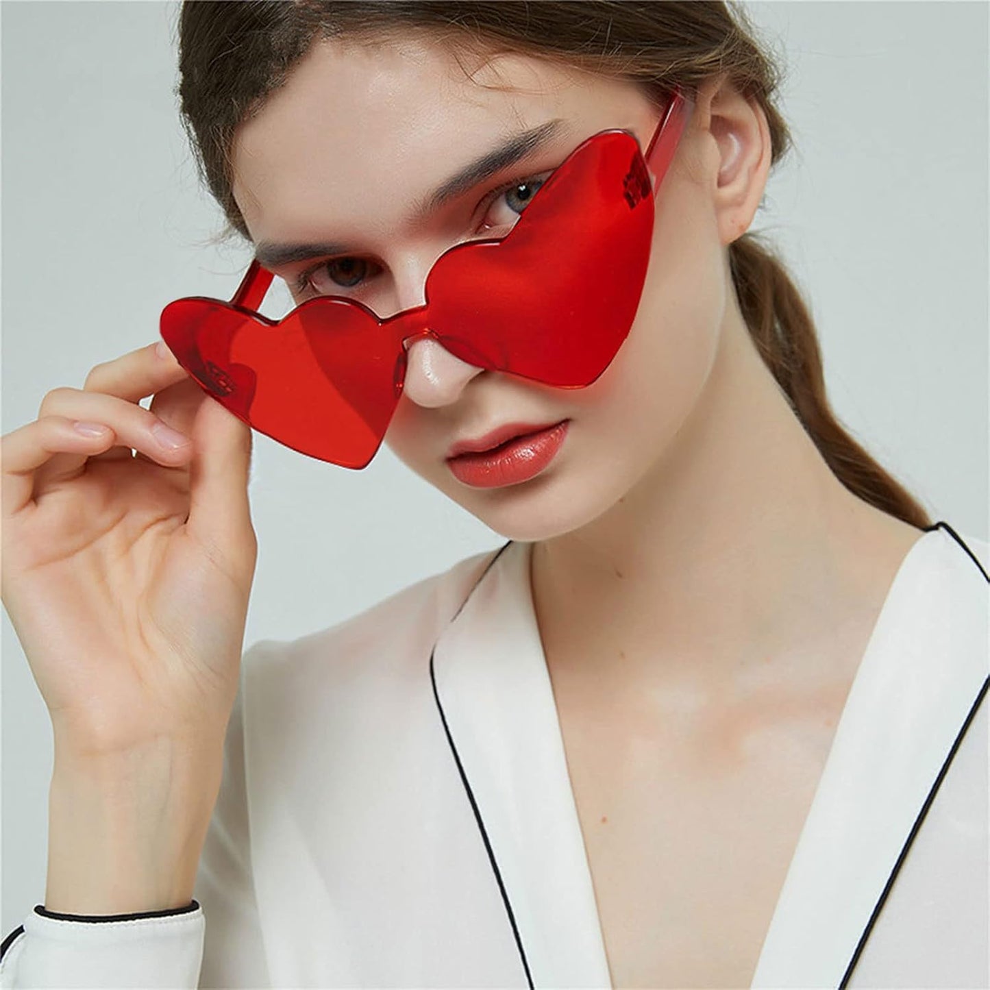 10/20 Pack Star/Heart Shape/Round/Butterfly/Cat Eye/Rectangle/Fire Rimless Tinted Party Sunglasses Color Glasses