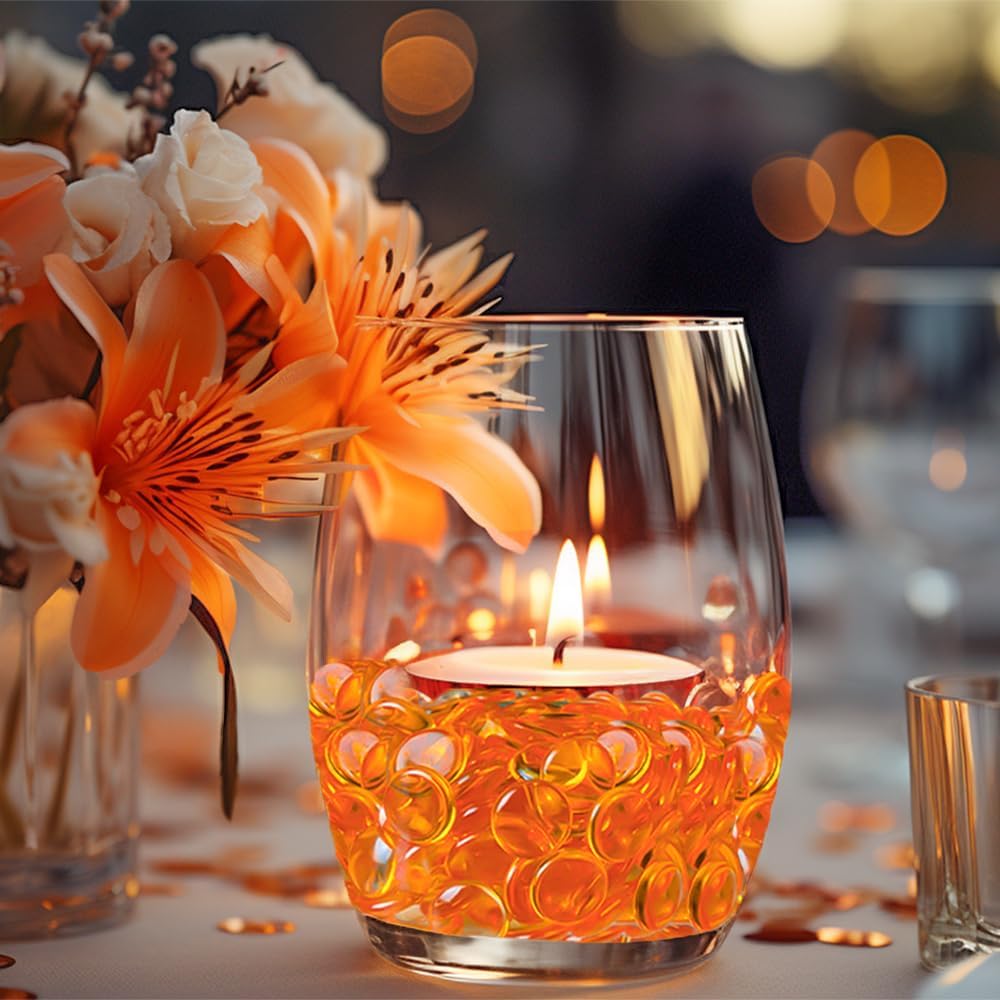 HappyFiller Fall Decoration 630 PCS 0.6 Inch Bright Orange Color Acrylic Gems Plastic Pebbles Flat Marbles Stone Fake Gemstones for Vase Fillers,Arts Crafts,Party Confetti,Home Accents,Kitchen Decor