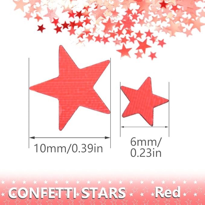 Ruidee 60g Star Confetti Metallic Foil Stars Table Confetti Metallic Foil Stars Sequin for Halloween Birthday Wedding Festival Party DIY(ZX/Red)
