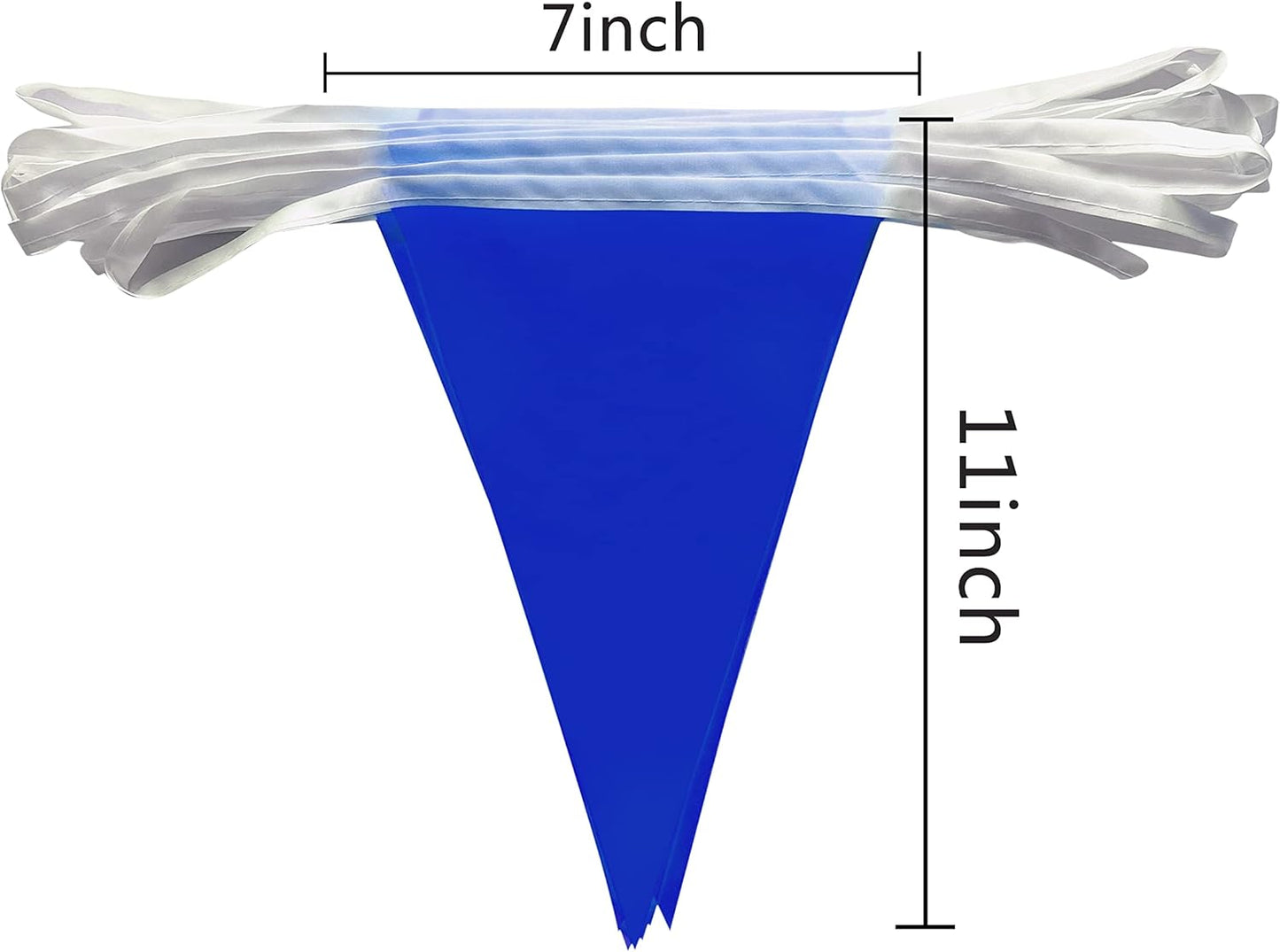 Consummate 100 Feet Blue Blank Pennant Banners Flags String Hanging DIY Triangle Bunting Flags for Grand Opening,Kids Birthday,Party Decorations,60 PCS