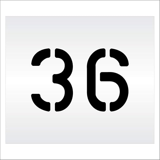 Pavement, Curb, and WheelStop Stencils - 6 inch Double Number Stencil - (36) - 6" x 9" x 1/16" (63 mil) - Light-Duty