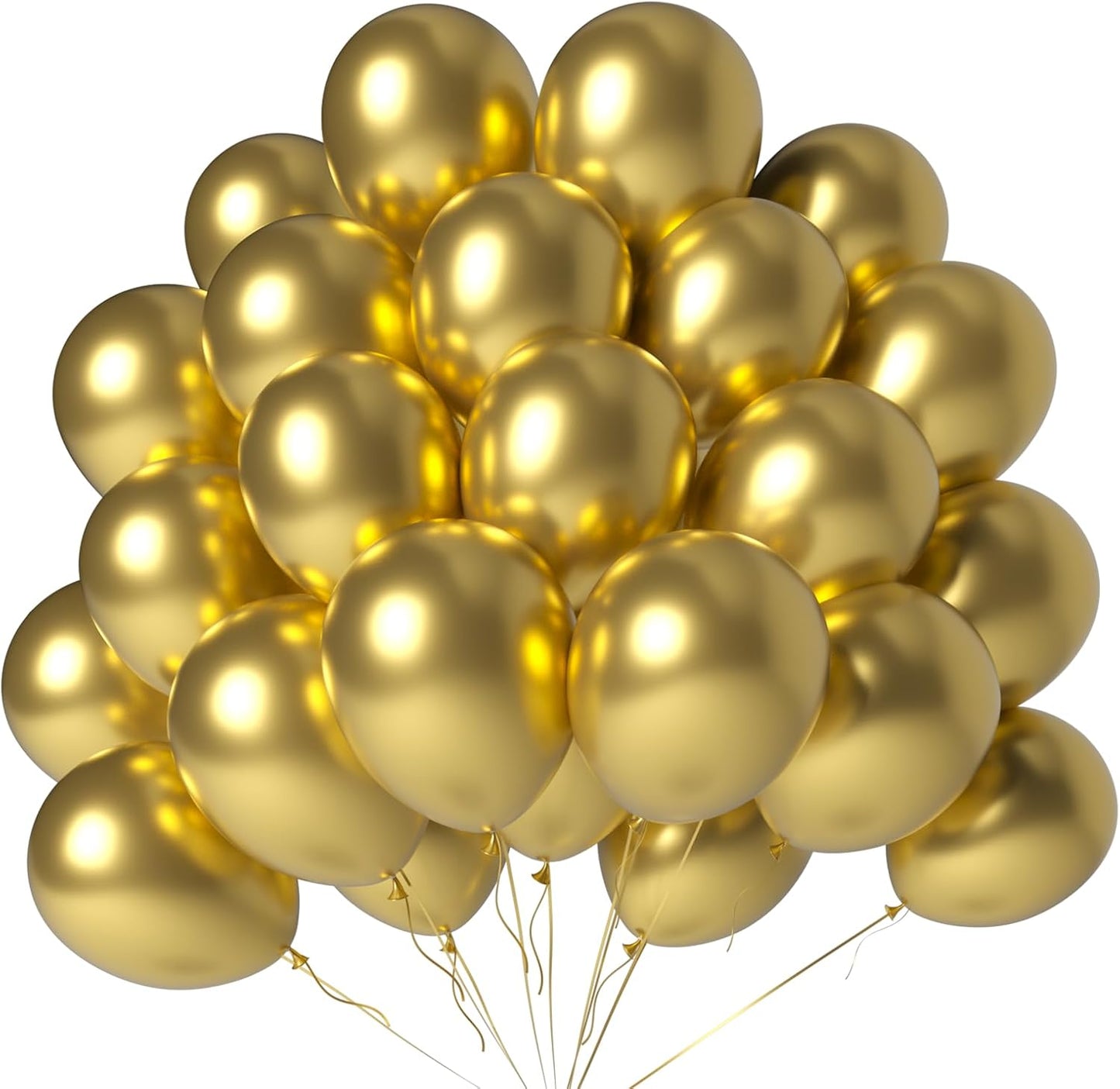 Metallic Gold Balloons 100 Pack 12 Inch Chrome Gold Round Helium Balloon for Graduation Wedding Anniversary Happy Birthday Party Decoration