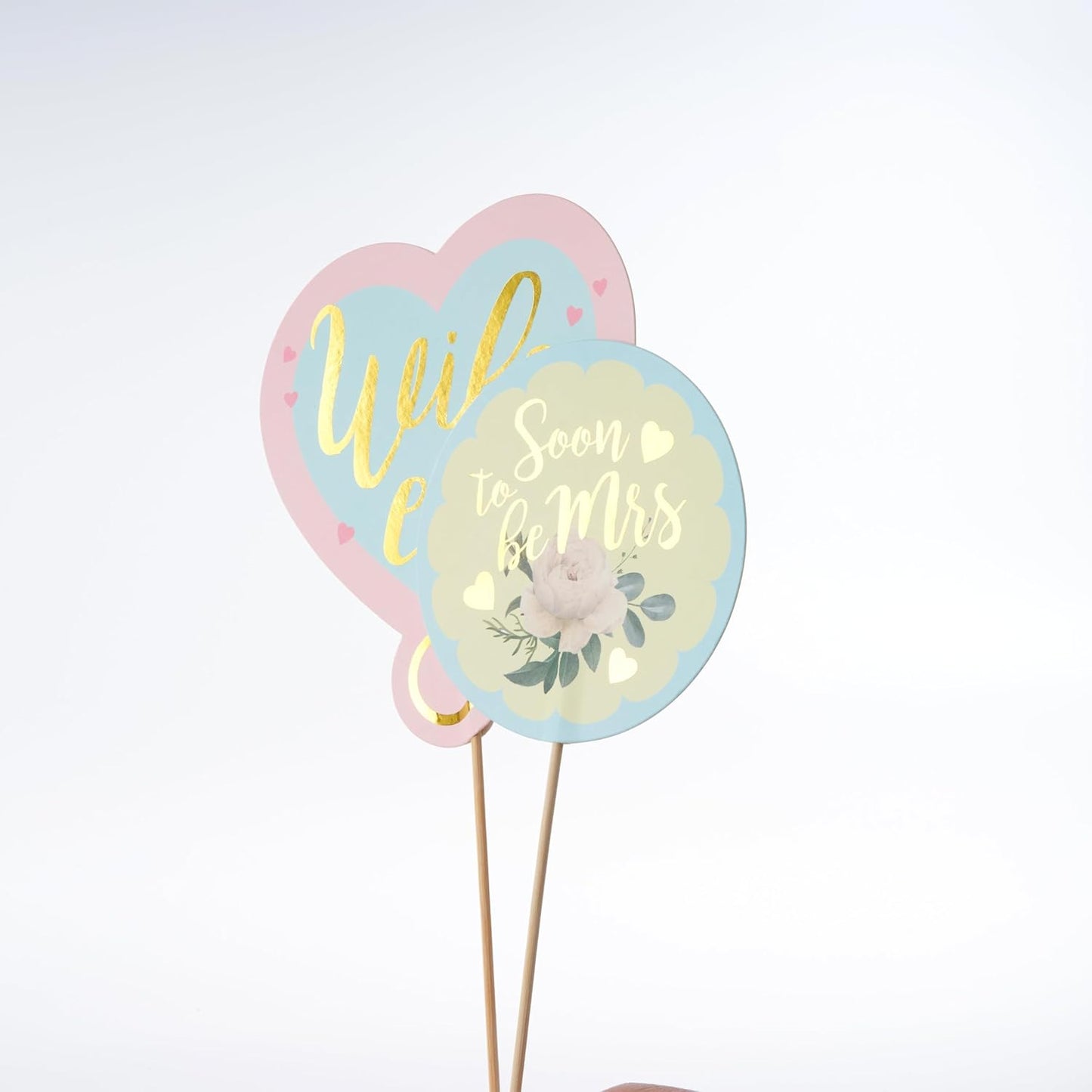 Cheerland Bridal Shower Photo Props Bachelorette Photo Booth Props Pastel and Gold Party Accessories Hen Do Engagement Proposal Party Supplies Bridal Party Cute Selfie Decorations 18 Pcs