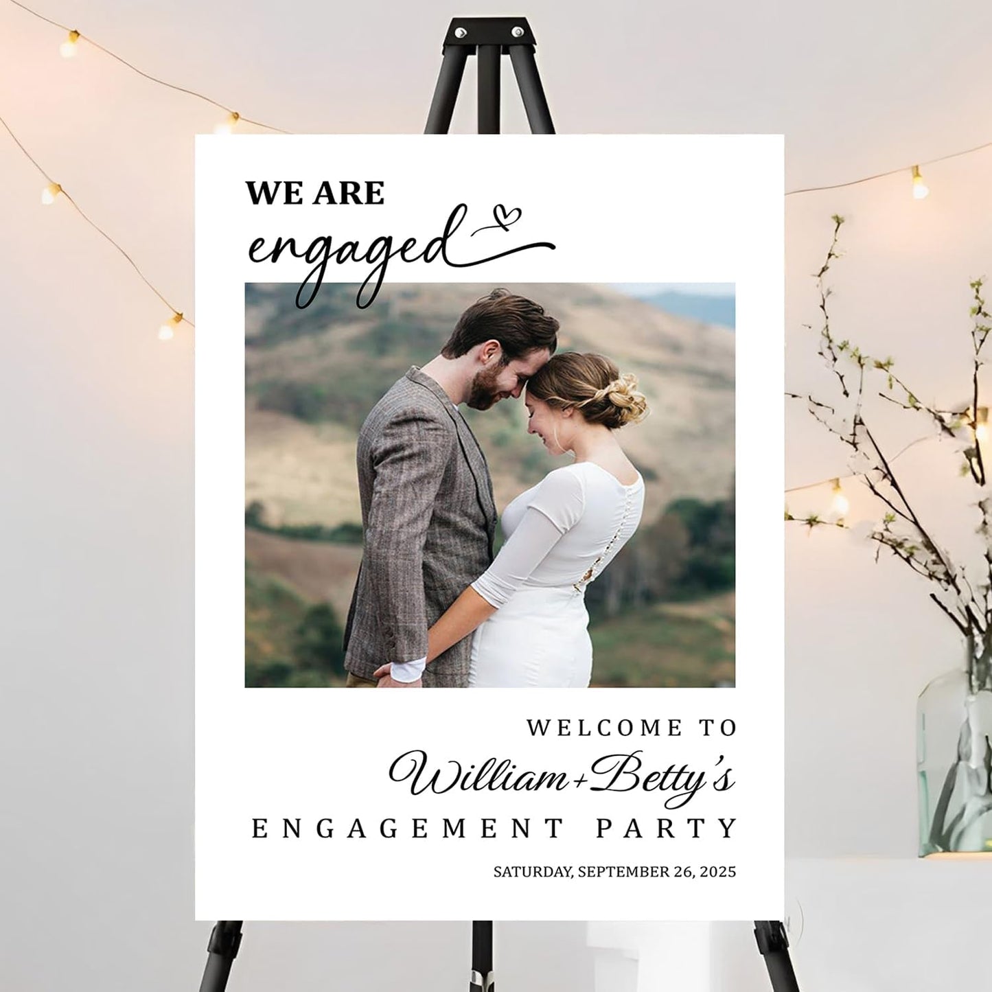 We're Engaged Sign - Perfect for Photos & Parties, Engaged Decorations for Your Special Day