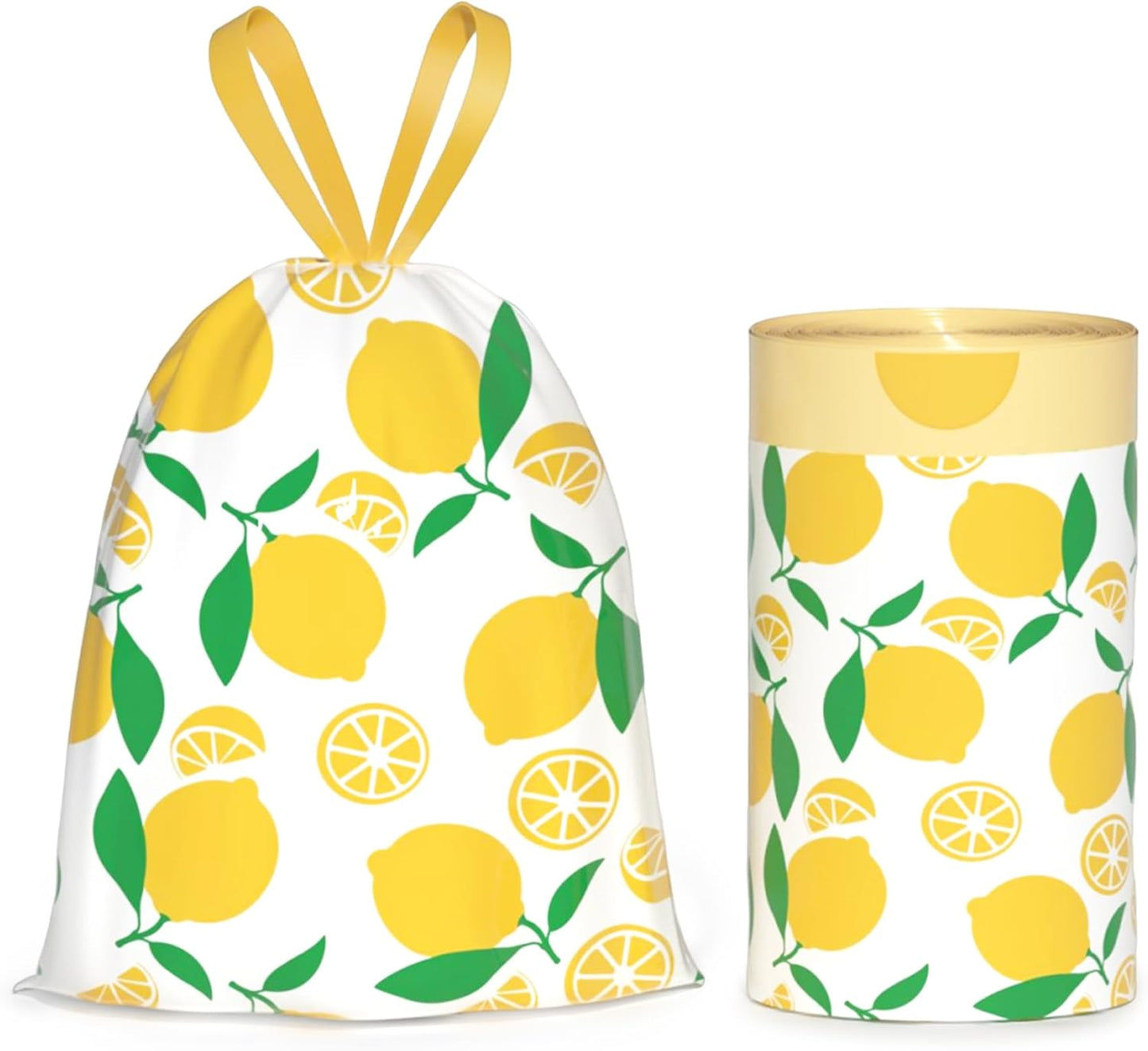 4 Gallon Small Trash Bags Drawstring,4 Gal Trash Can Liners,Small Bathroom Garbage Bags Scented,Tear Resistant Garbage Bags,50 Count Trash-Can-Liners (Lemon)