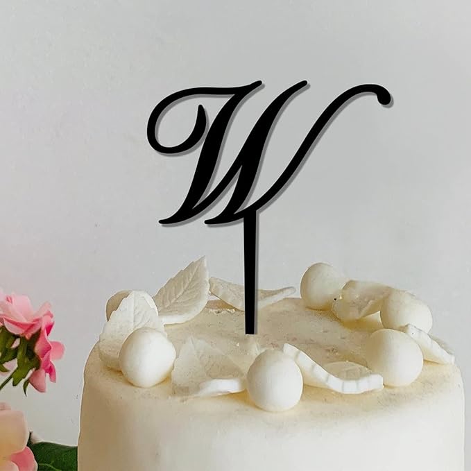 Last Name W Cake Toppers Personalized Initial W Black Acrylic Birthday Cake Toppers Bride And Groom Letters W Boho Engagement Cake Supplies Gifts for Birthday Party Wedding