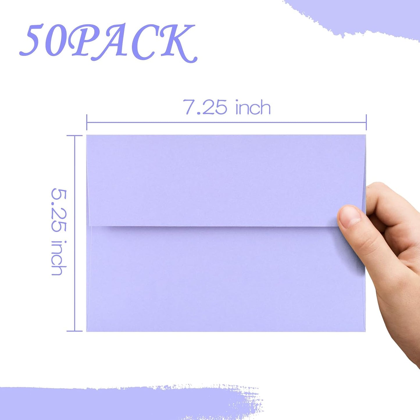 50 Pack 5x7 Envelopes for Invitations,5.25x7.25 inches,A7 Envelope Multicolor Self Seal,Printable Envelopes for Wedding,Invitation,Baby Shower,5x7 Cards