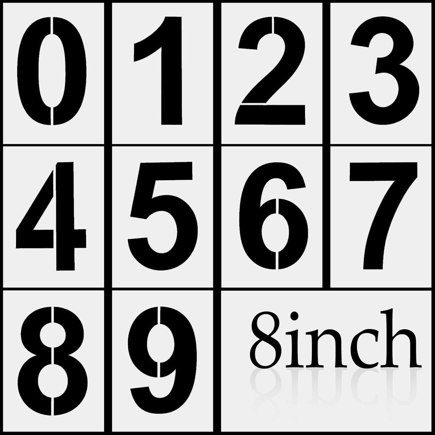 Plastic Number Stencils 8 Inch Reusable Digital Painting Templates Stencils 0-9 for Cake, Address Number, Painting, Mailbox Signs, Road Parking