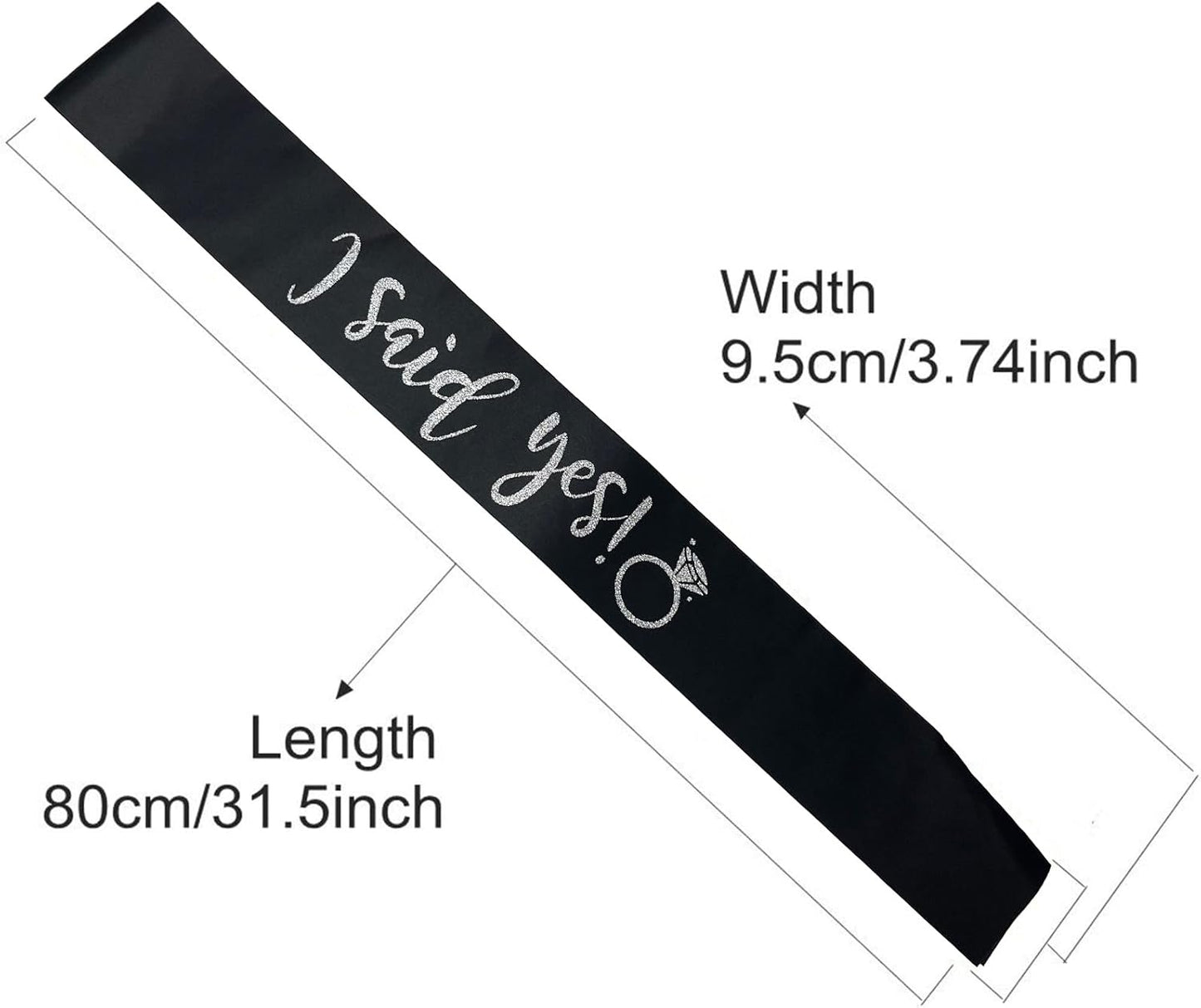 I Said Yes Sash for Women, Engagement Proposal Bachelorette Party Sash for Bridal Shower Wedding Party Favors Accessories Supplies Engagement Gifts for Bride to Be,Black Silver
