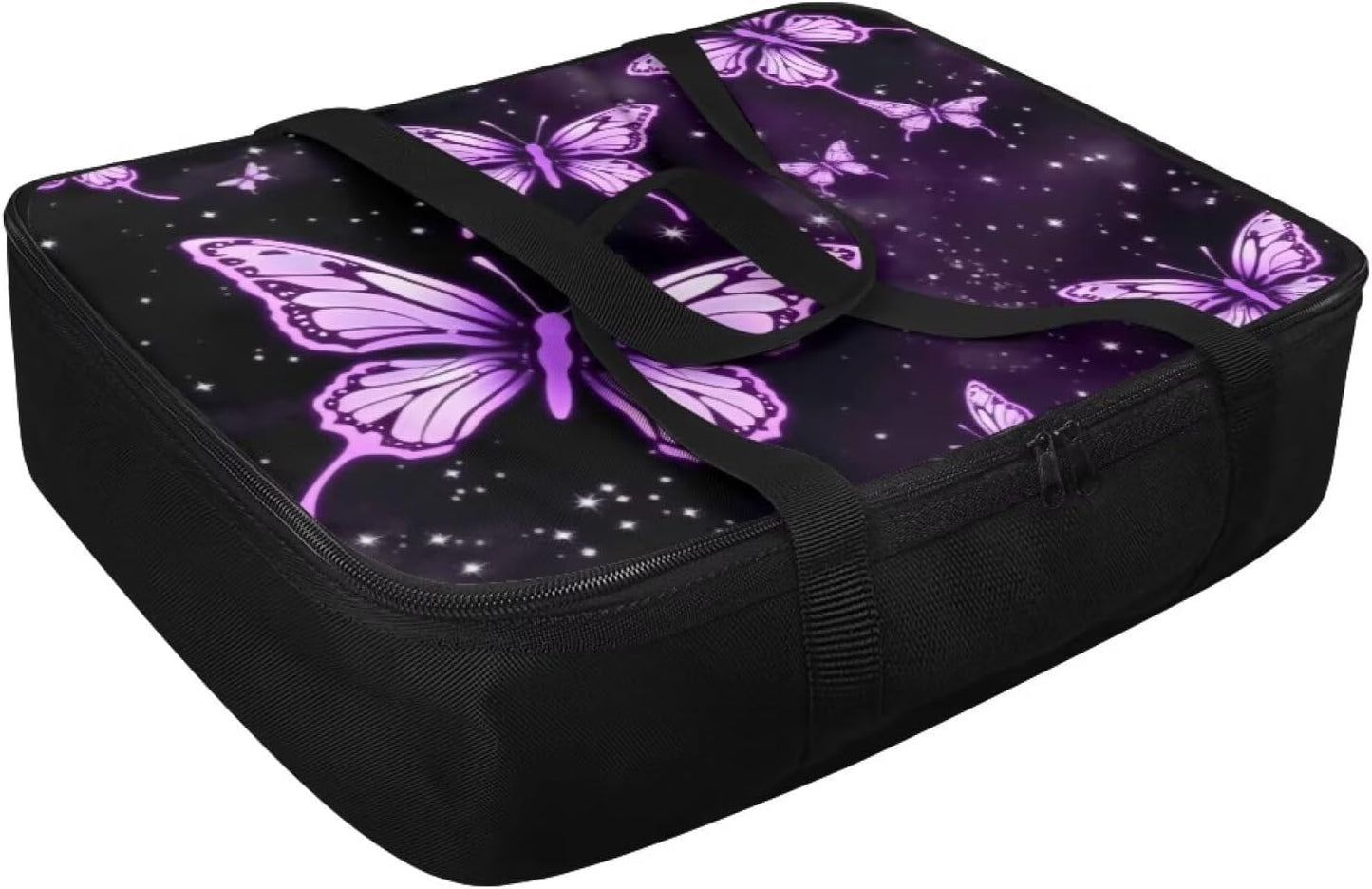 Purple Butterfly Insulated Casserole Carriers for Hot or Cold Food Casserole Dish Carrying Case with Heat Resistant Lining Reusable Food Carrier for Parties Travel Potluck