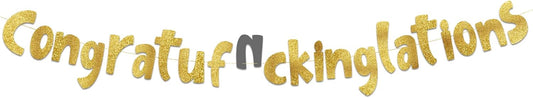 Congratulations Gold Glitter Banner - Retirement and Graduation Party Favors and Supplies - Promotion Party Decorations