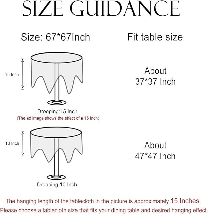 Linen 67 Inch Round Tablecloth,Wrinkle Resistant French White and Green Tablecloth Print with Froal,Decor Stitch Table Cloth for Thanksgiving,Dining Room,Home Diameter 67"-Idaho A