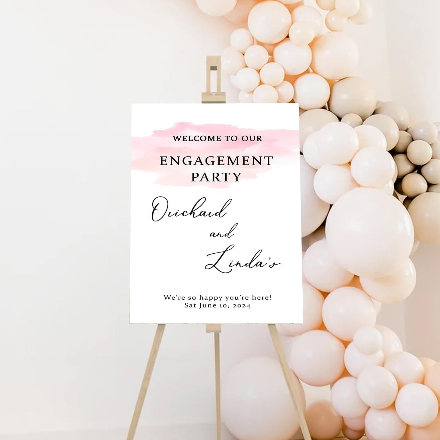 Engagement Sign, Rectangular, Pink, 12x18 Inches, Full Size, Glam, Real Estate, Construction Sites, Politics, Personal Events