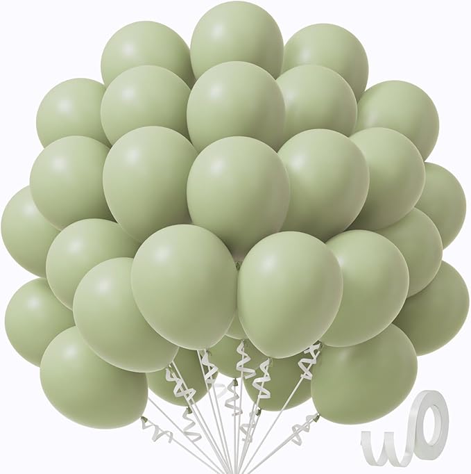 Sage Green Balloons 12 inch, Dusty Green Balloons 50pcs Party Balloons for Wedding Engagement Bridal Baby Shower Birthday Party Decorations