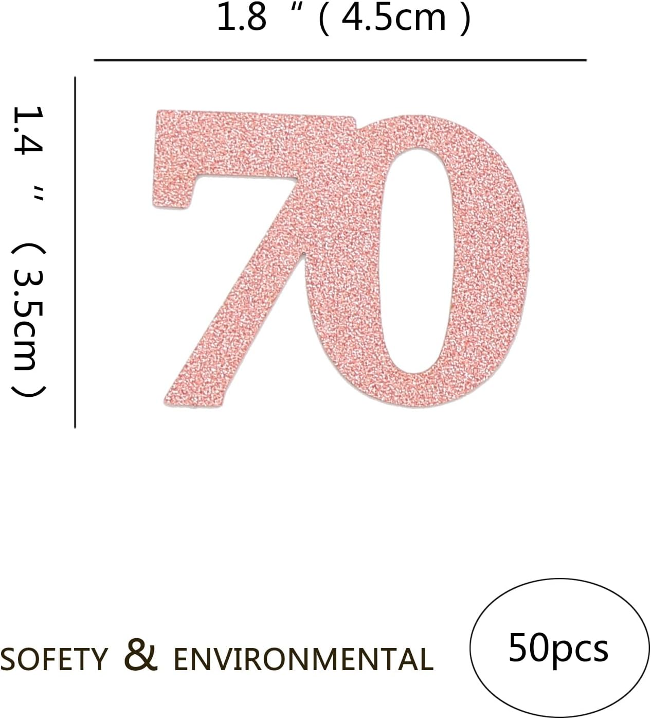 Number 70 Confetti Birthday Decorations - Rose Gold 70th birthday Confetti Table Scatters Decorations Supplies for Birthday Anniversary Party