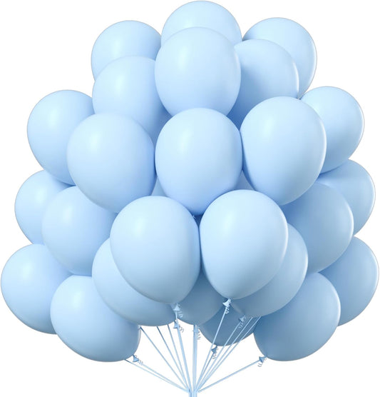 PartyWoo Baby Blue Balloons 101 pcs 12 Inch, Pastel Light Blue Balloons for Birthday Graduation Baby Shower Gender Reveal Children's Day Weddings Party Decorations Blue-Q13