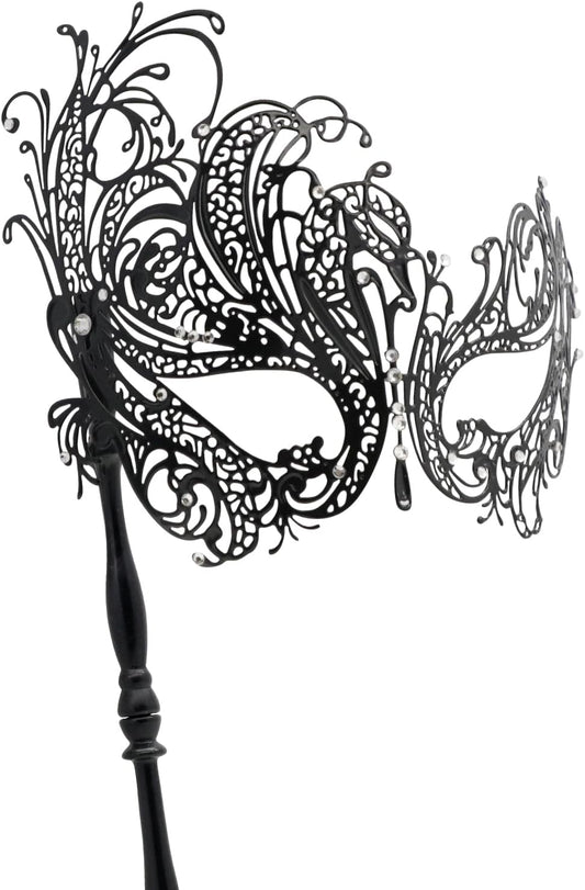 Coddsmz Masquerade Mask with Stick Venetian Mask Mardi Gras Decorations for Womens Halloween Costume Mask