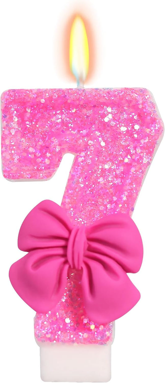 Number 7 Birthday Candle, Rose, 3.1 Inch, Unscented