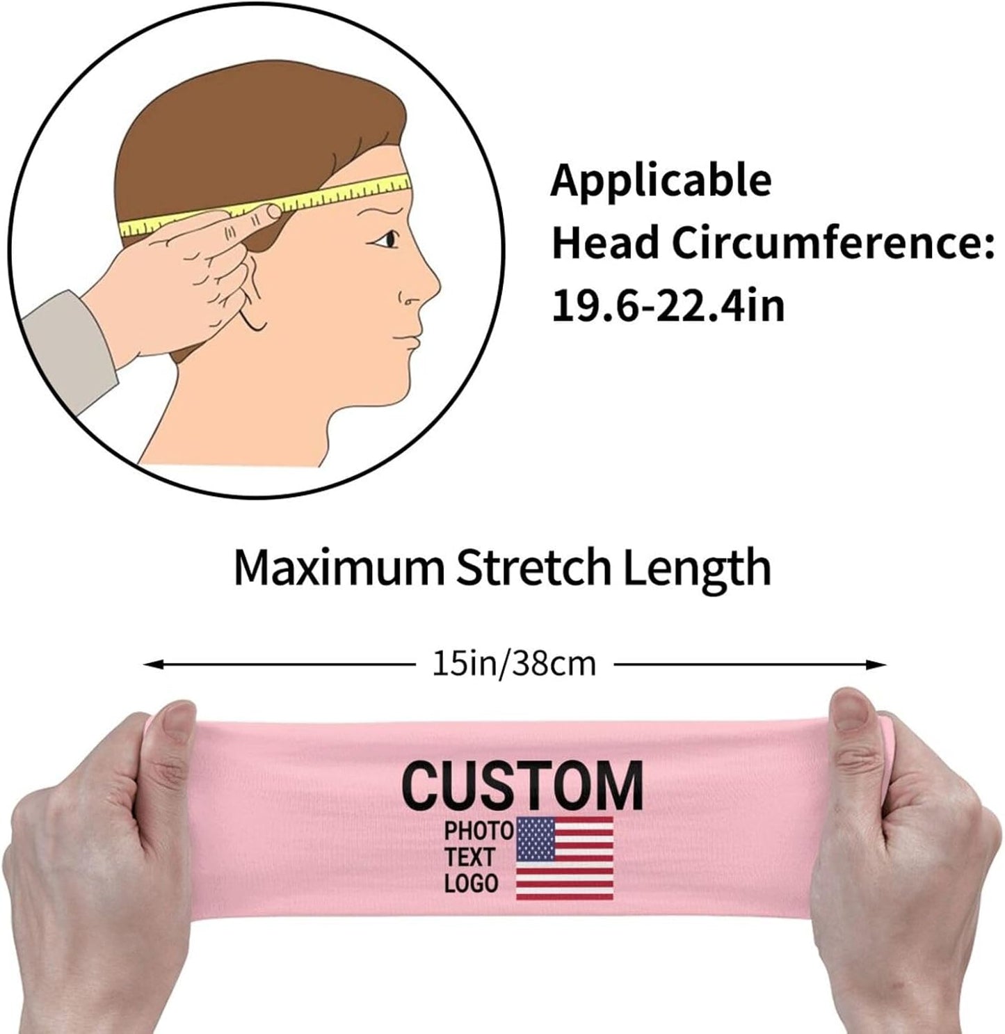 Custom Sports Headband Sweatband Bandana Add Your Photo Logo Text Number, Bulk Customized Unisex Sports Moisture Wicking Breathable Elastic