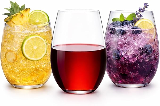 Oojami 36 Pack Stemless Plastic Wine Glasses 10 oz - Crystal Clear Disposable Wine Cups, Shatterproof BPA-Free Recyclable, Unbreakable Cocktail Cups for Parties, Weddings, Pool, Outdoor Events