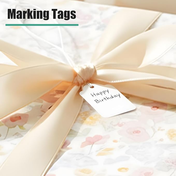 Brothersbox Price Tags with String Attached, 500pcs White Smooth Surface Marking Merchandise Strung Tag Writable Label Small Hang Tag for Pricing Gift Jewelry Clothing 1.375 x 0.875 inch