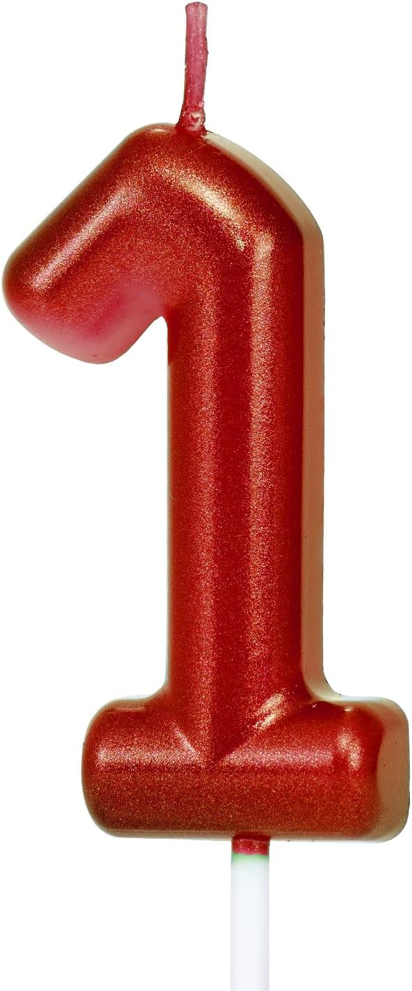 Red Number 1 Birthday Candles, Cake Toppers for Birthday/Baby Shower/Anniversary/Wedding Party Celebrating/Decorating. (Red Number 1)