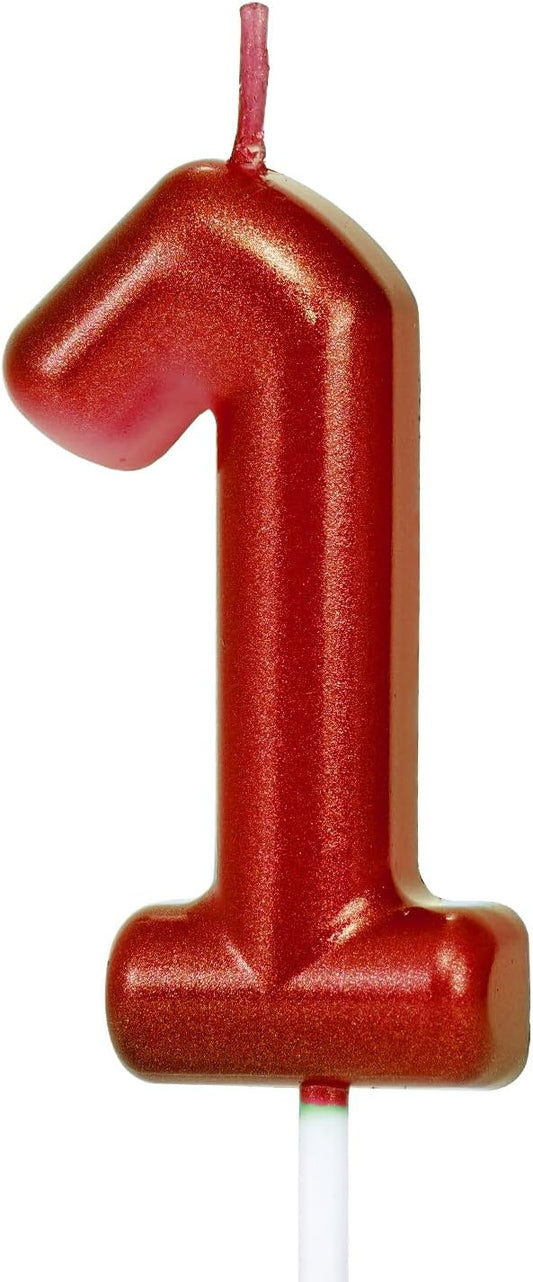 Red Number 1 Birthday Candles, Cake Toppers for Birthday/Baby Shower/Anniversary/Wedding Party Celebrating/Decorating. (Red Number 1)