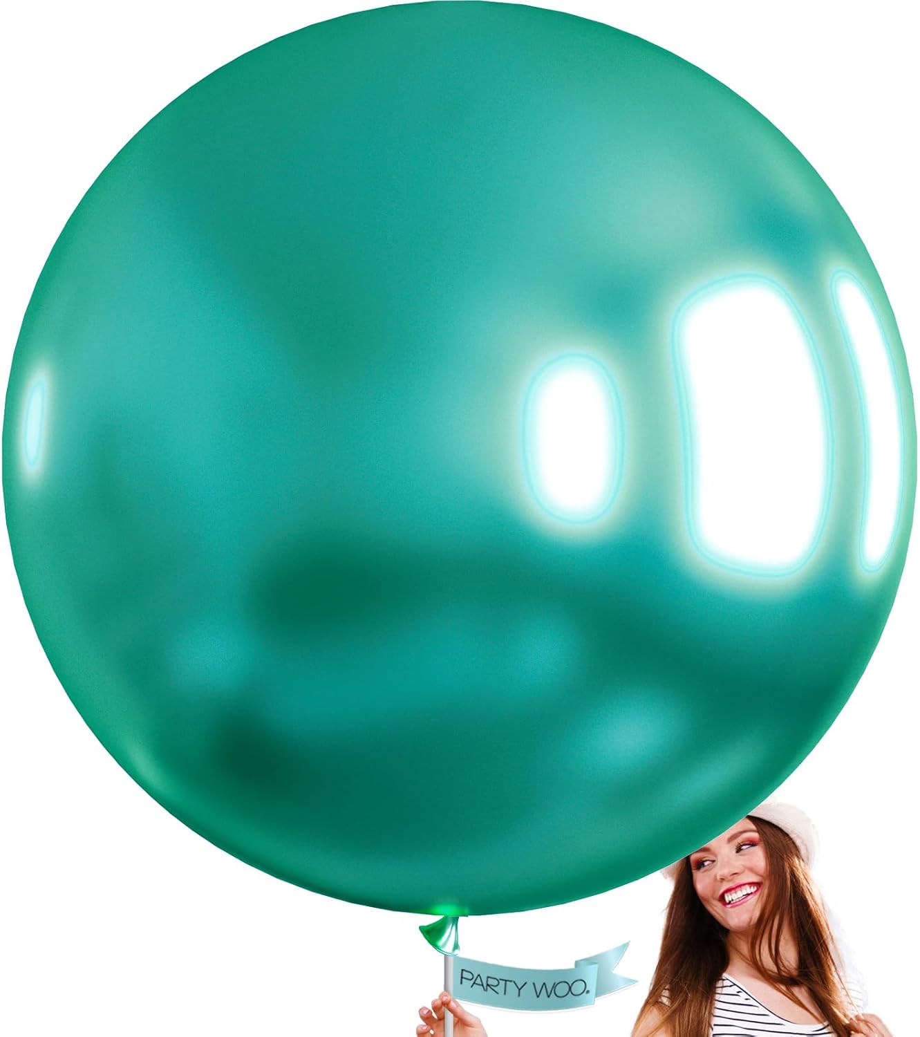 PartyWoo Metallic Green Balloons 4 pcs 36 Inch Extra Large Big Jumbo Giant Chrome Green Latex Helium Balloons for Graduation Jungle Safari Forest Baby Shower Birthday Party Decorations Green-G103