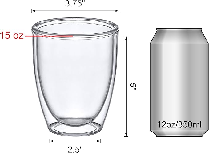 Amazing Abby - Andes - 14-Ounce Insulated Plastic Tumblers (Set of 4), Double-Wall Plastic Drinking Glasses, All-Clear Reusable Plastic Cups, BPA-Free, Shatter-Proof, Dishwasher-Safe