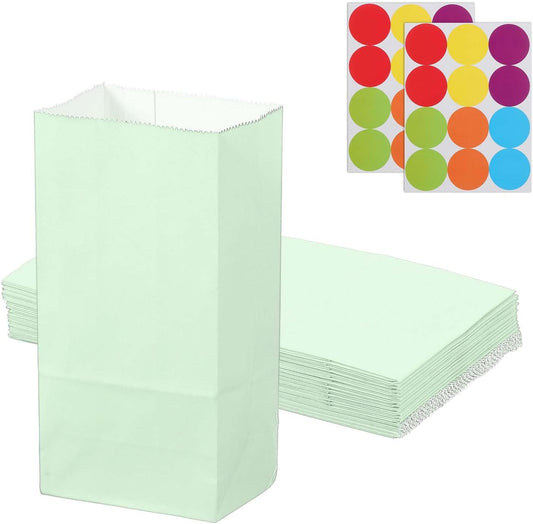 PATIKIL Party Favor Bag, 24 Pcs 3.5x2.4x7.1 Inch Mini Paper Candy Bags Gift Treat Celebration Halloween Goody Birthday Wedding Party with Stickers, Soft Green
