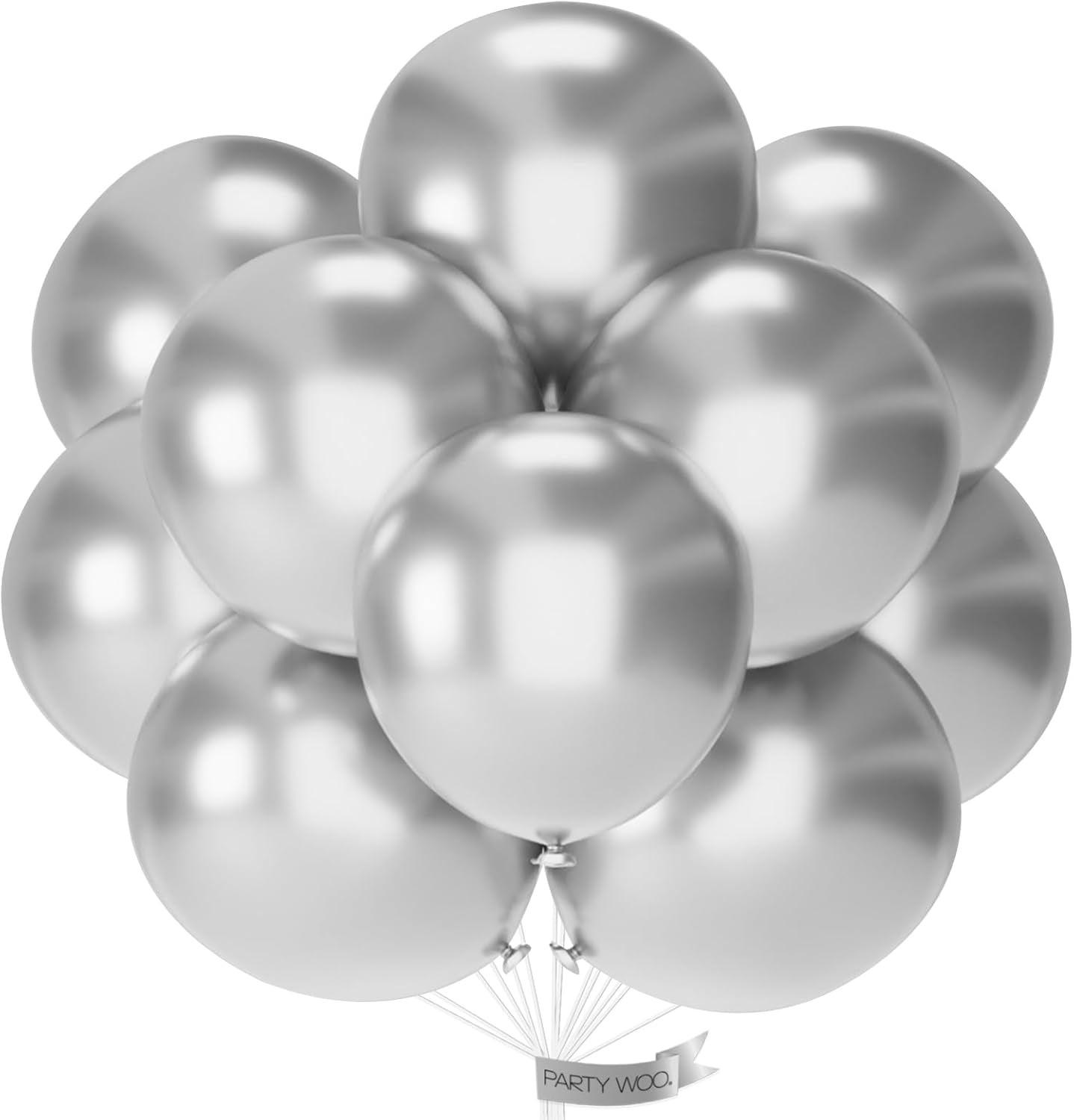 PartyWoo Metallic Silver Balloons 20 pcs 18 Inch Large Big Jumbo Giant Chrome Silver Latex Helium Balloons or Graduation New Year Wedding Baby Shower Birthday Party Decorations Silver-G102