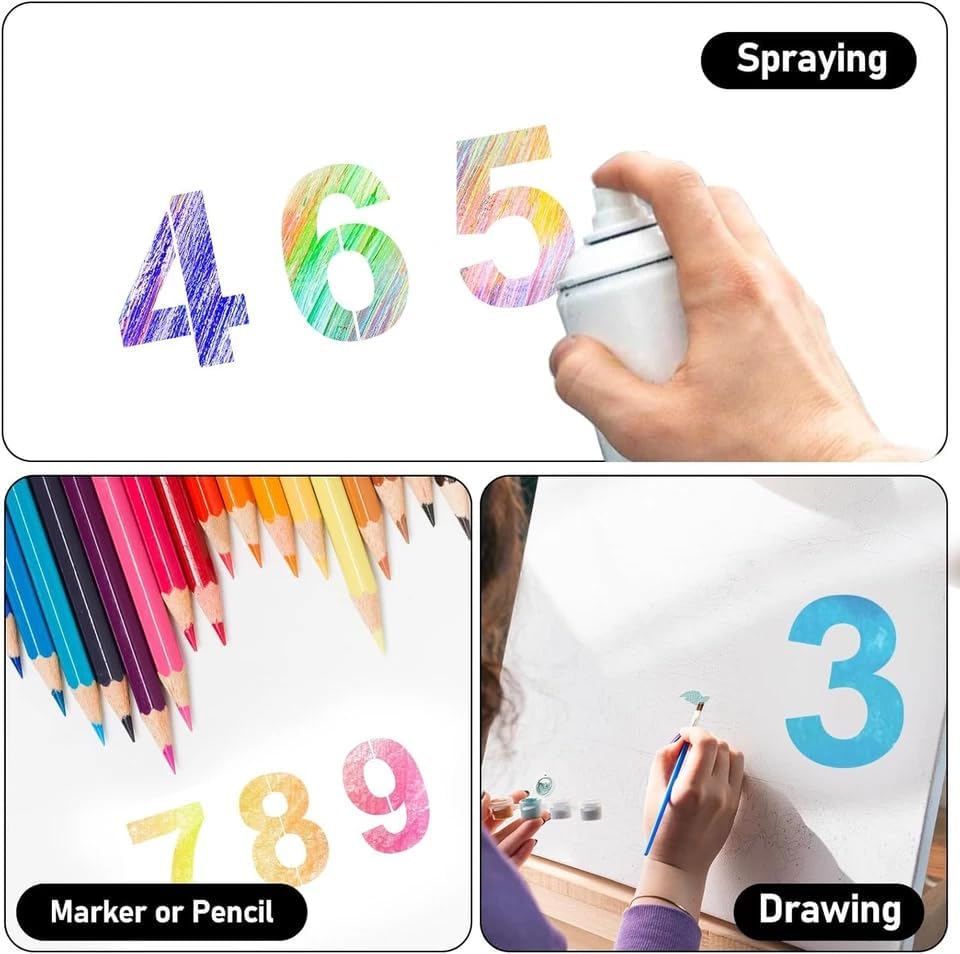 1Pc 6 Inch Number Stencils Set Plastic Number Stencil Reusable Digital Templates for Cake Stencil Mailbox Signs Parking Lot House Numbers Stencils Wall Art