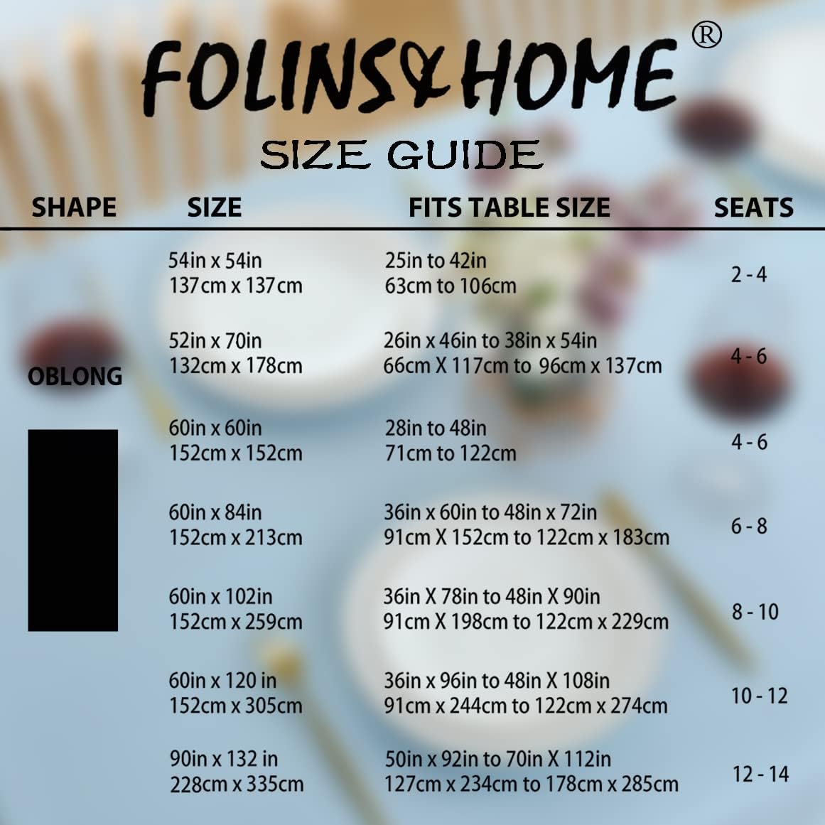 FOLINS&HOME Baby Blue Square Tablecloth 54 x 54 Wrinkle Free Waterproof Polyester Table Cloths, Spillproof Heavy Duty and Washable Table Cover for Party, Banquet, Indoor and Outdoor-Rectangle/Oblong