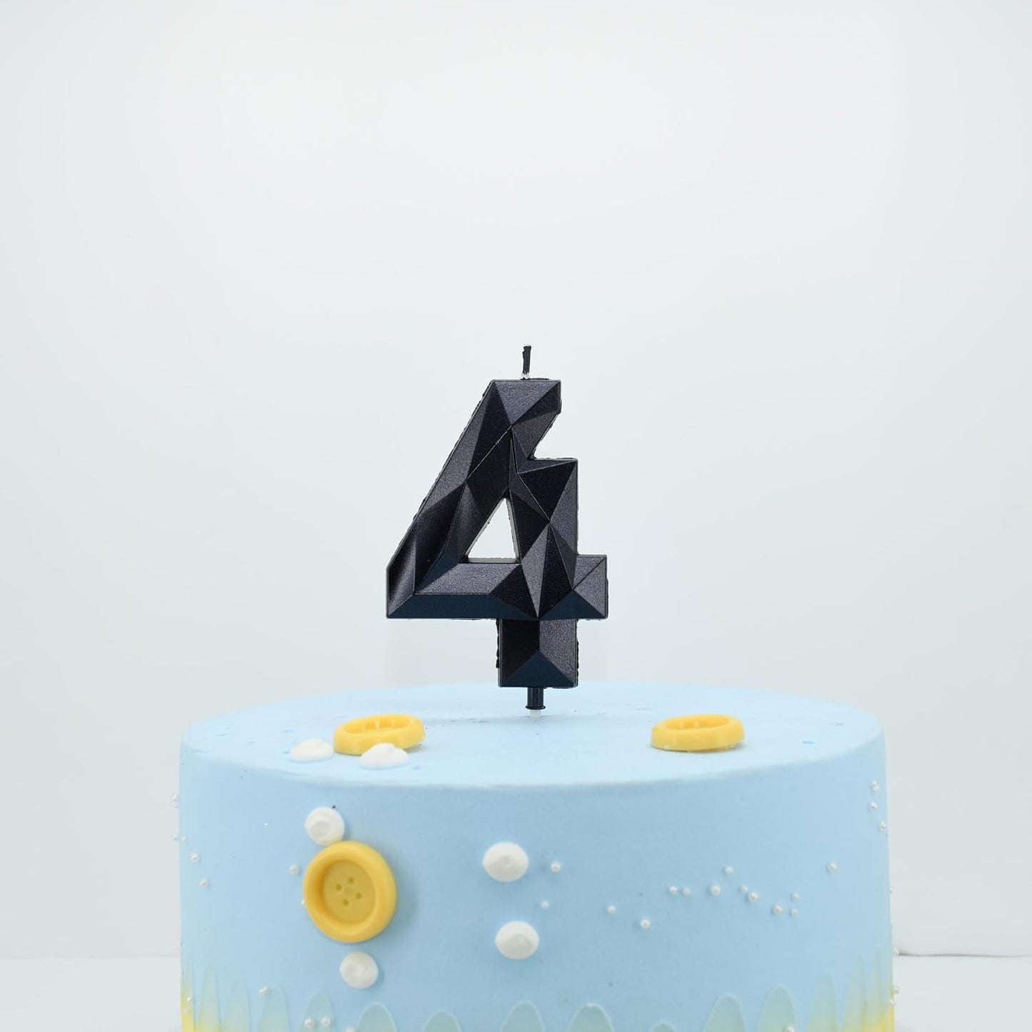 DERVENTA Large Birthday Candle Number 3D Black 3.7 inch Party Celebration Anniversary Decoration Cake Topper 1 Piece (Number 4 Black)