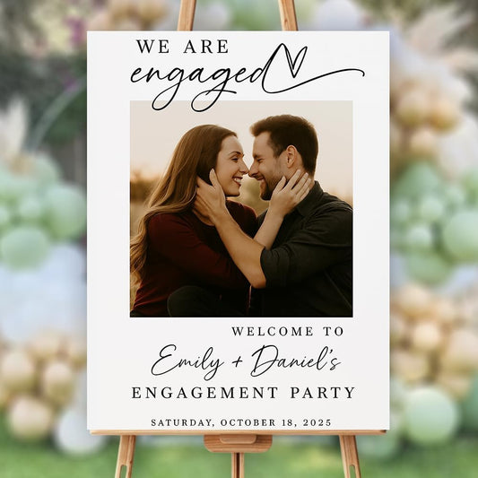 Personalized Engagement Welcome Sign, Engagement Party Sign, Engaged Decor for Couple - She Said Yes!, Decorations, Engaged Welcome, Custom Poster, Canvas, Wooden 2 Layer /2