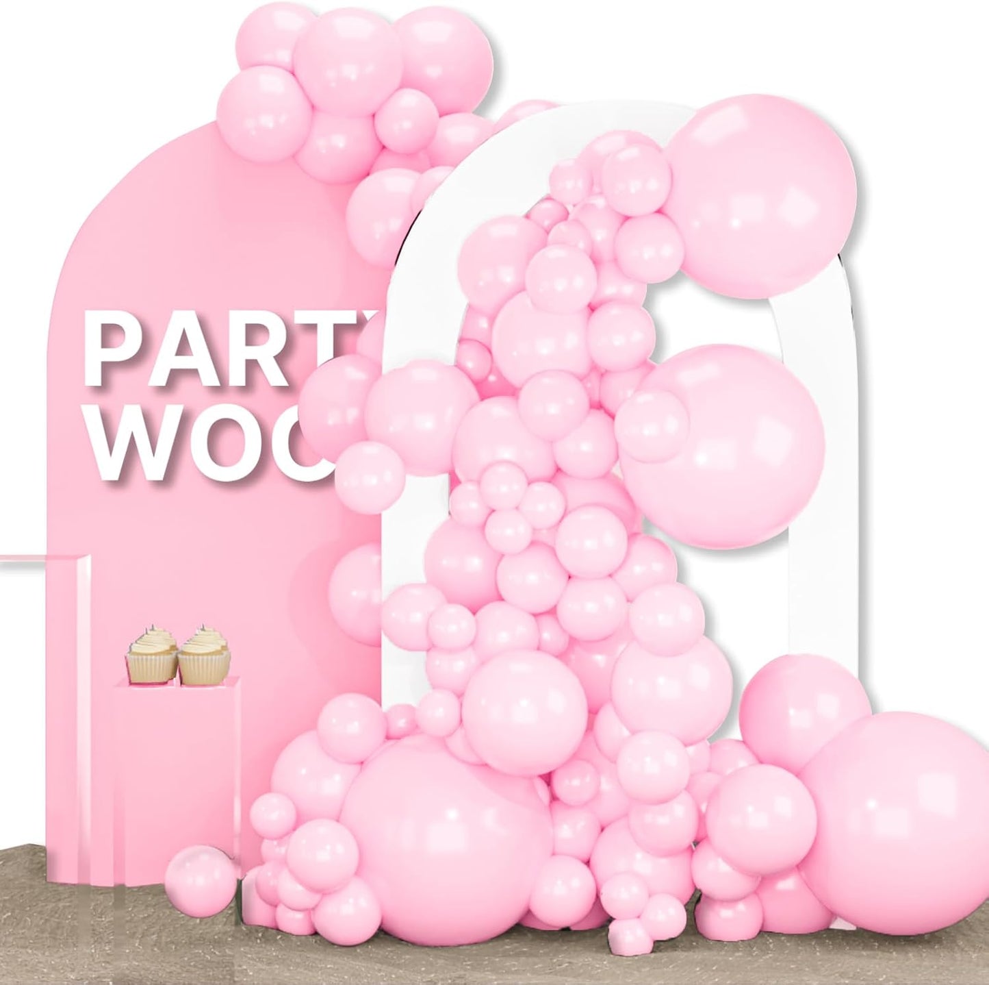 PartyWoo Baby Pink Balloons 155 pcs Different Sizes of 18 12 10 5 Inch Pastel Pale Light Pink Balloons Arch Kit Garland for Baby Shower Gender Reveal Birthday Princess Party Decorations Pink-Q05