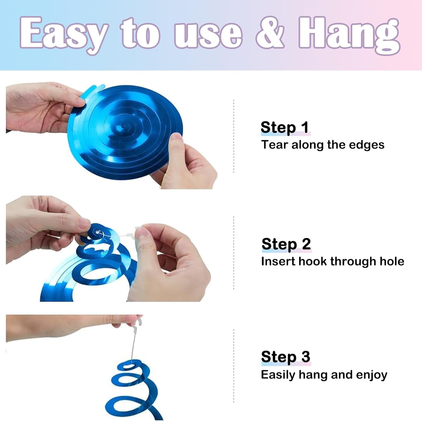 30pc Hanging Swirl Decorations Pink and Blue Swirl Streamers Party Decorations for Baby Shower, Birthday Party