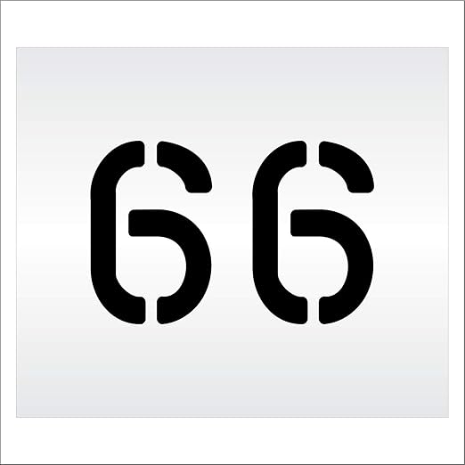 Pavement, Curb, and WheelStop Stencils - 6 inch Double Number Stencil - (66) - 6" x 9" x 1/8" (128 mil) - Pro-Grade