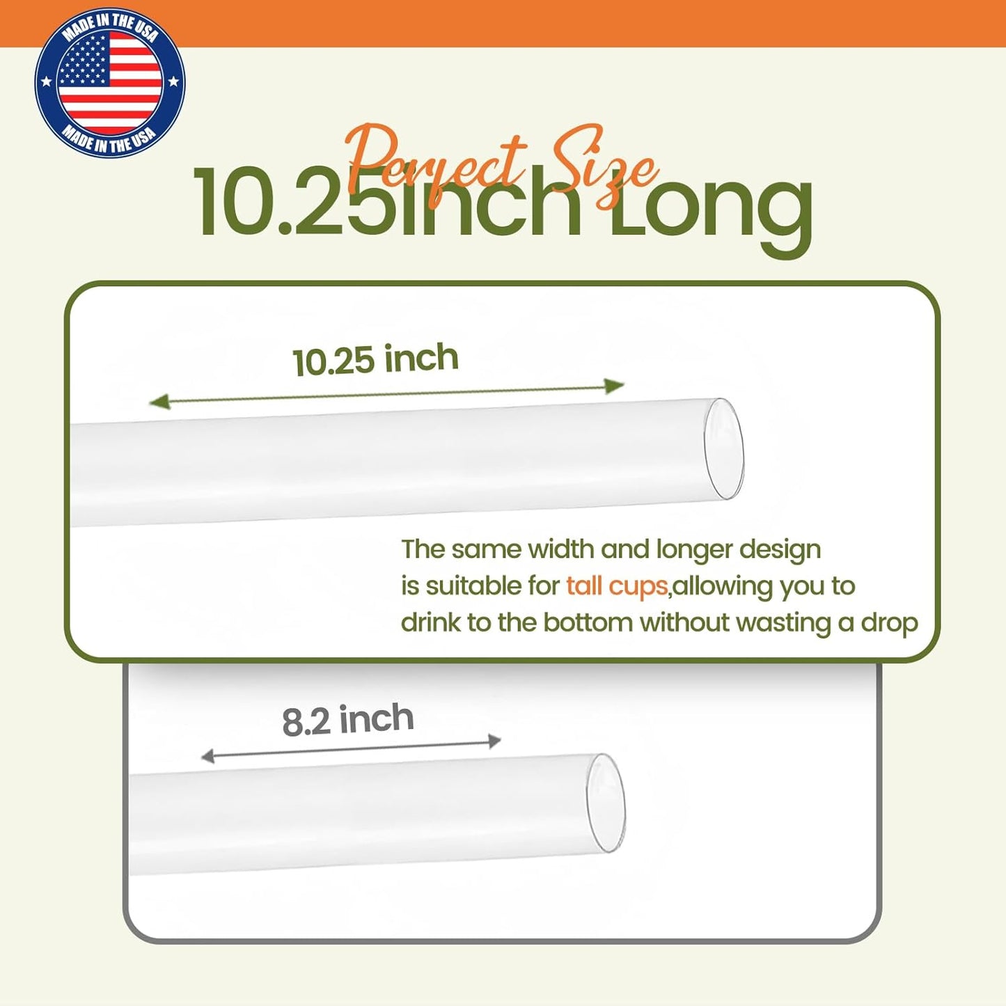 ACSTEP Plastic Straws 500 PCS – 10.2 Inch Long, 6 mm Wide Straws Disposable for Iced Coffee & Cola, Durable & Lightweight – Made in USA