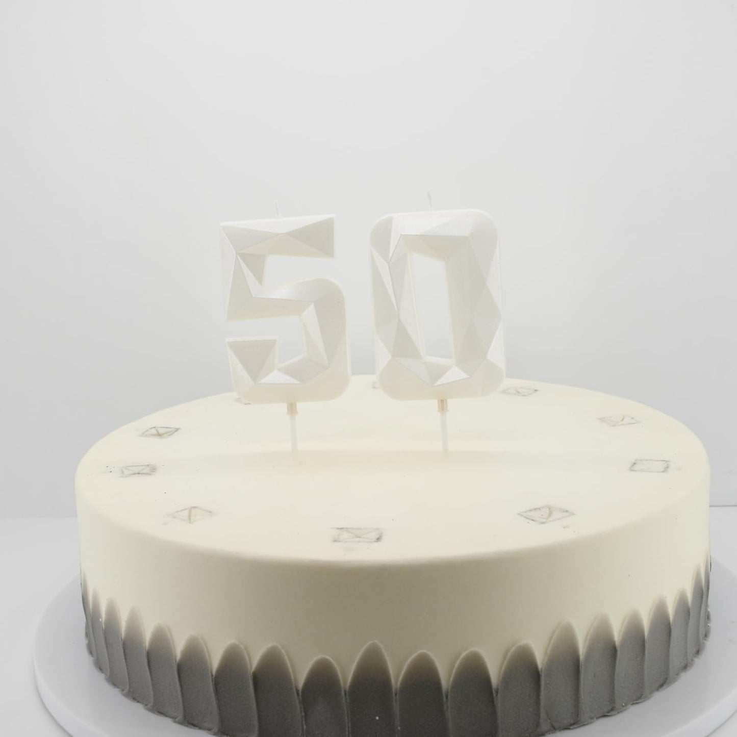 DERVENTA Large Birthday Candle Number 3D White 3.7 inch Party Celebration Anniversary Decoration Cake Topper 1 Piece (Number 50 White)