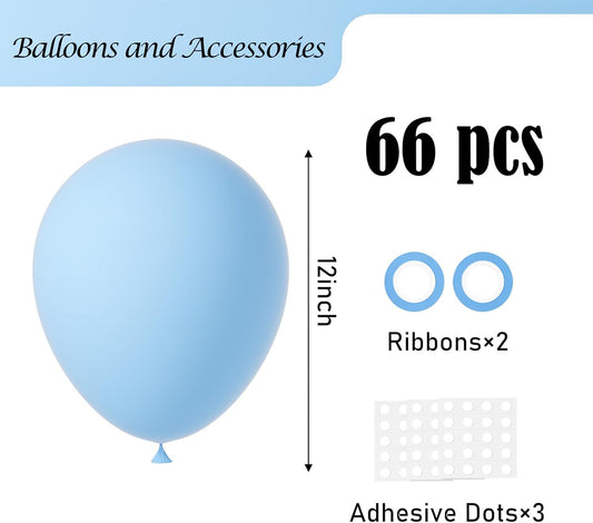 Light Blue Balloons, 66pack 12inch Baby Blue Latex Party Balloons for Boys Girls Birthday Party, Baby Shower, Wedding, Gender Reveal, Baby Shower, Anniversary Party Decorations