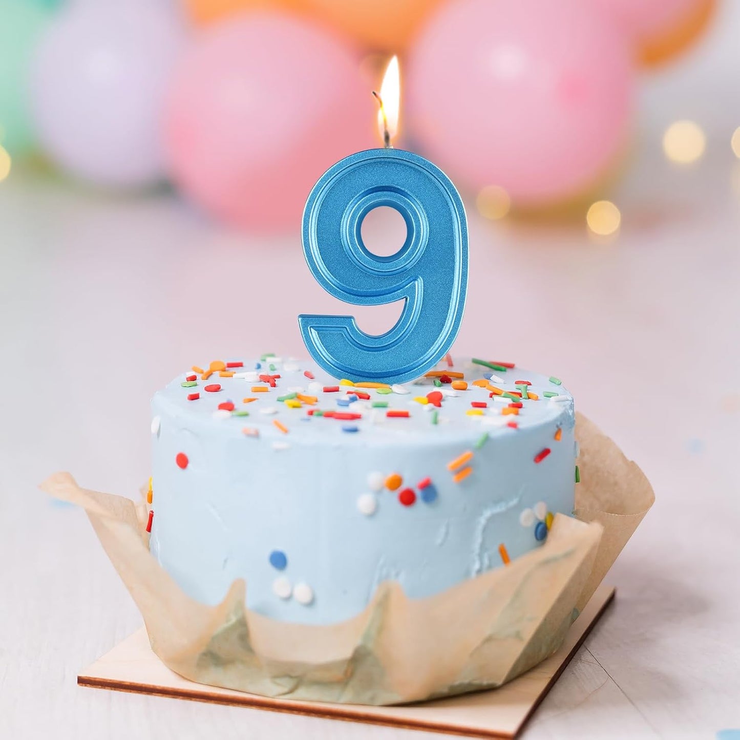 BEAN LIEVE Blue Birthday Candles Number 9, Blue Number Candles, Cake Number Candles for Birthday Parties and Wedding Anniversary Celebrations