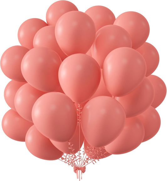 KALOR 10 Inch Coral Red Balloons, 100 Pcs Latex Helium Balloons for Birthday Party Baby Shower Wedding Graduation Graduation Party Decorations