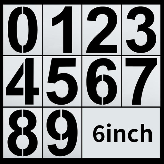 6 Inch Number Stencils, 0-9 Address Number Stencil, Reusable Plastic Number Stencils Digital Templates, Cake Stencil Address Number Painting Stencils Templates for Mailbox Signs