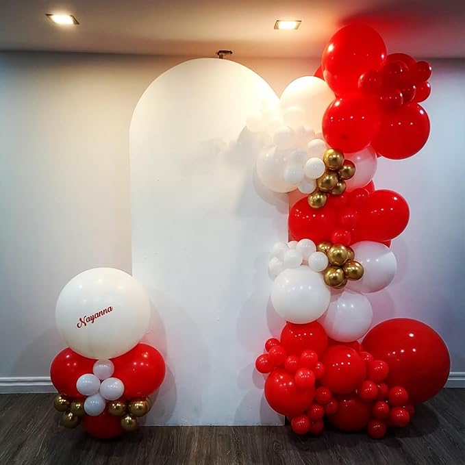 YMSZ Red and White Balloons Garland Arch Kit, 134pcs Red Balloon and White Balloons for Mother's Day, Valentine's Day, Birthday, Wedding, Christmas Party Decorations