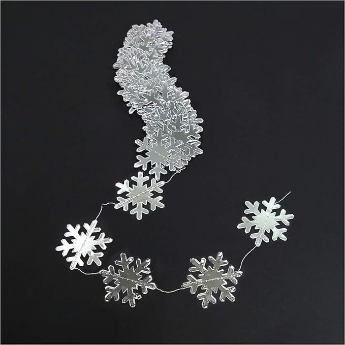Cheerland Clearance Winter Wonderland Silver Snowflakes Decorations Hanging Christmas Garland for Onederland New Year Office Dorm Hanukkah Holiday Bridal Shower Winter Ceiling Decor Xmas Backdrop