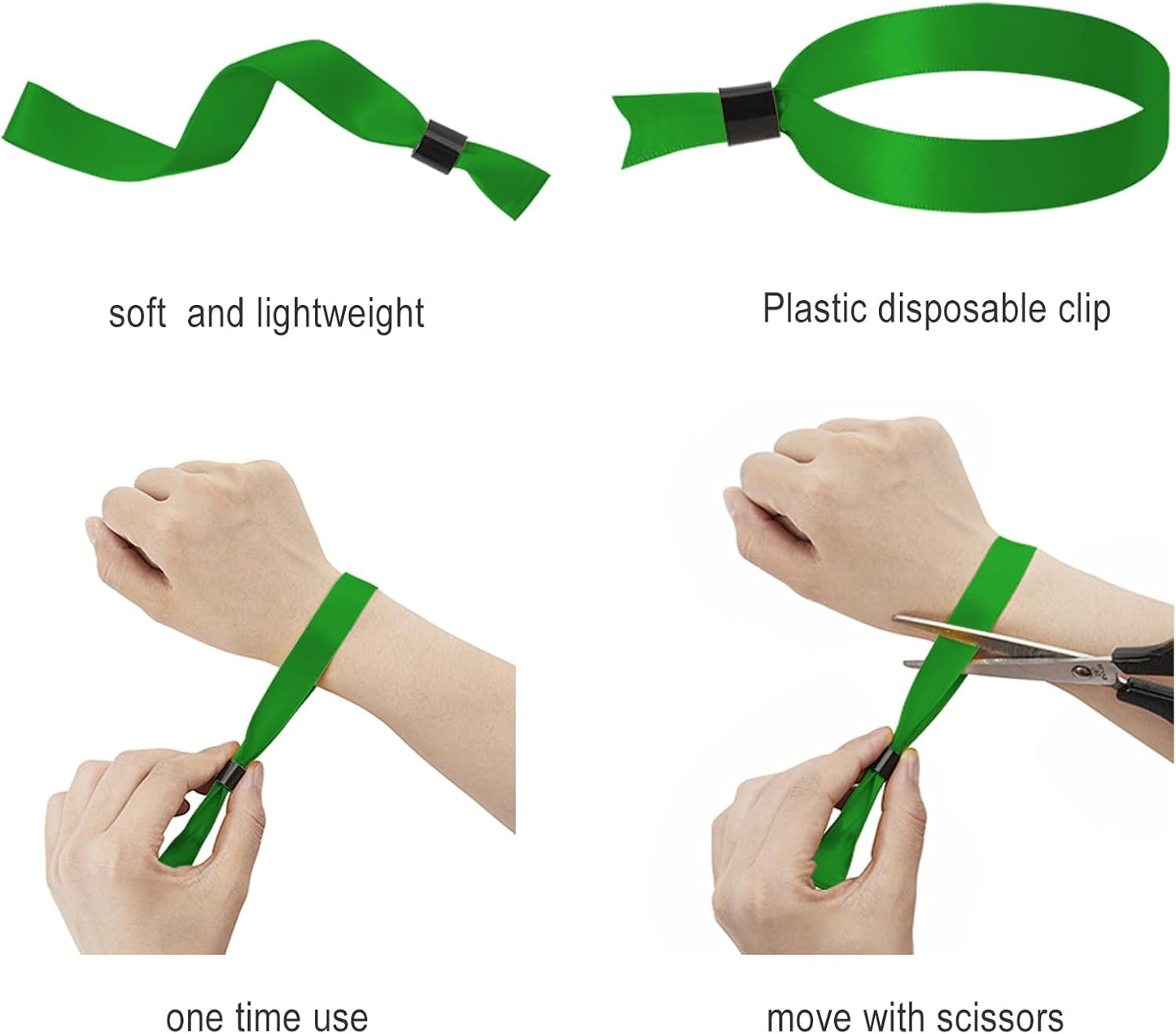 100 Pack Wrist Bands - Green Wristbands for Events,Wristbands for Concerts Festival Admission Party 13.7” x 0.59”
