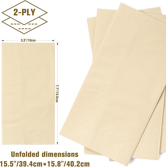 MORGIANA 200-Pack Disposable Paper Napkins, 2-Ply Bamboo Paper Towels Unbleached Disposable Hand Towels for Bathroom & Kitchen