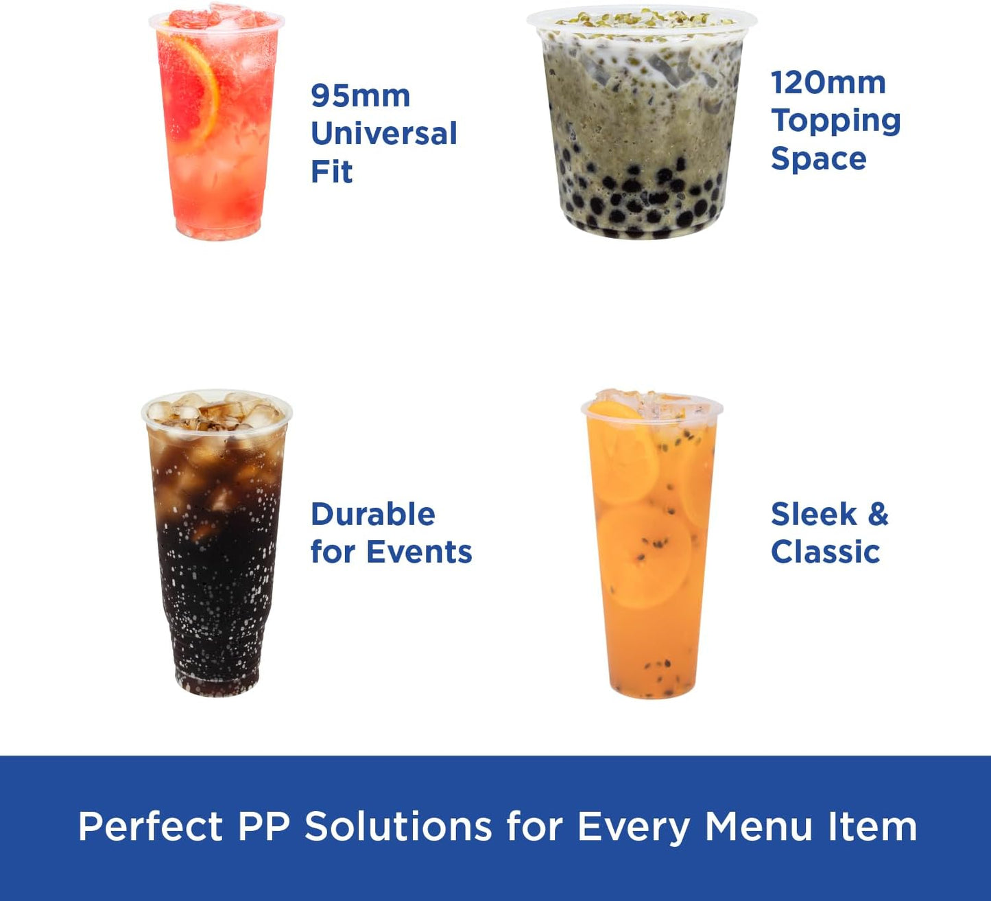 Karat [52oz - 300ct PP Plastic Cold Disposable Plastic Cups - BPA-Free, 117mm Diameter Drinking Cups for Cold Beverages, Iced Coffee, Water, Ideal for Parties and Events